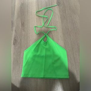 Zara green ribbed halter neck top